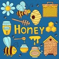 Honey bee icons vector set Royalty Free Stock Photo